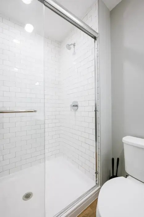 Bathroom at Post Chicago Apartments, Lincoln Park furnished apartments.